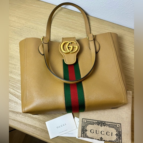 SOLD-GUCCI Dahlia Marmont Sherry line Medium Dahlia tote Beige/Tan - Picture 16 of 16